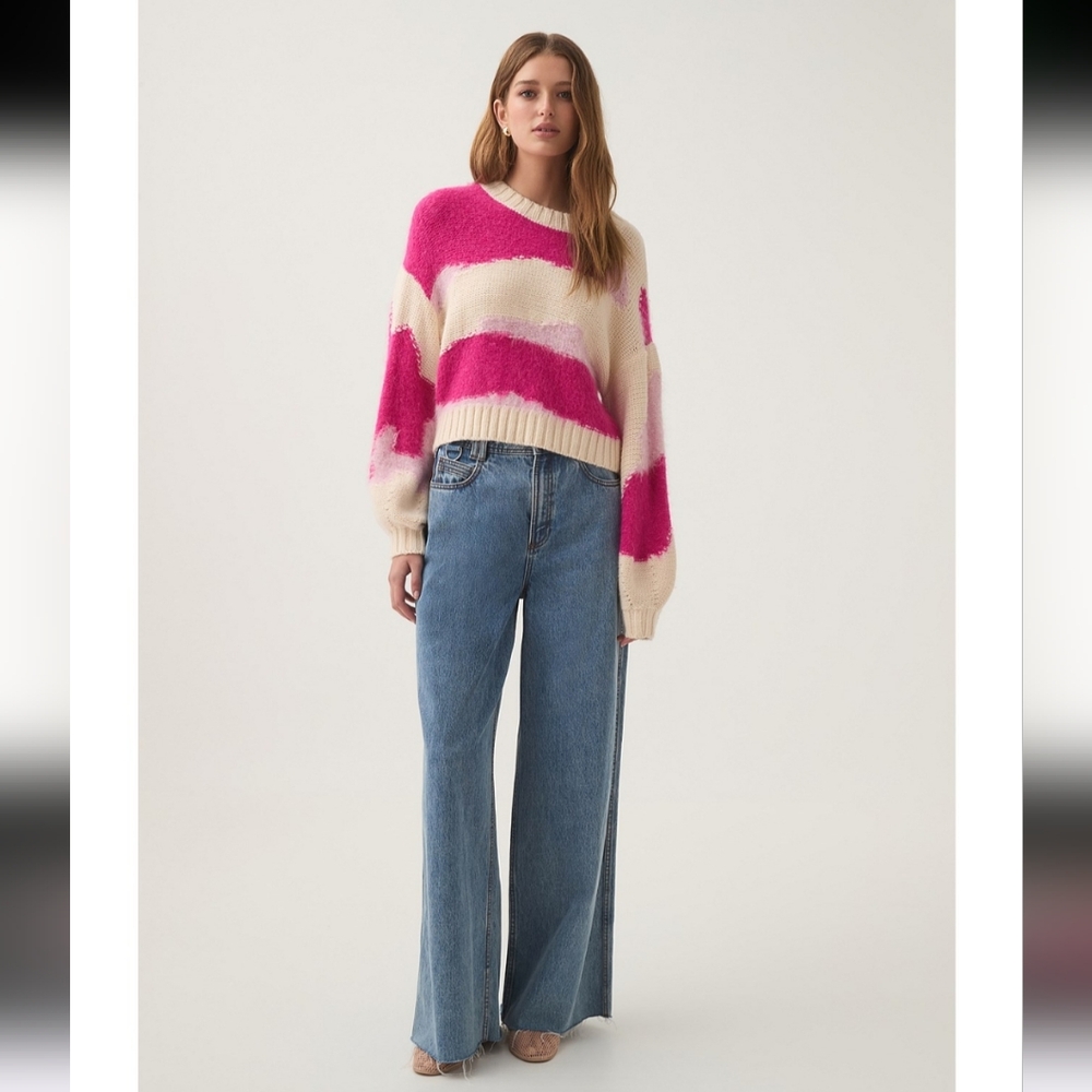 Aje. Enfold Jacquard Knit Sweater S Oversized Alpaca Wool Blend Designer City